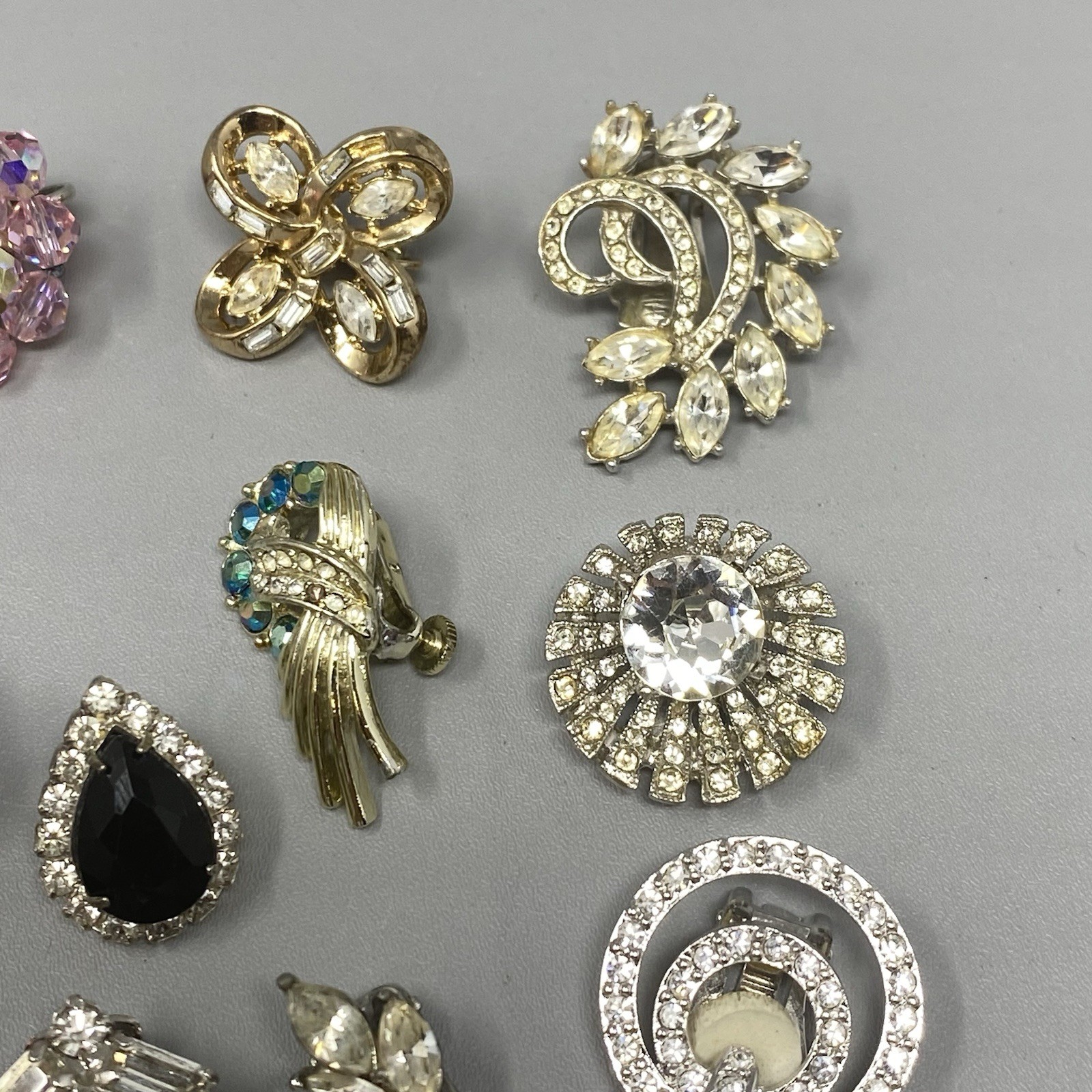 VTG Rhinestone Single Earring Lot 20 Astro Nolan Miller Florenza Trifari Coro