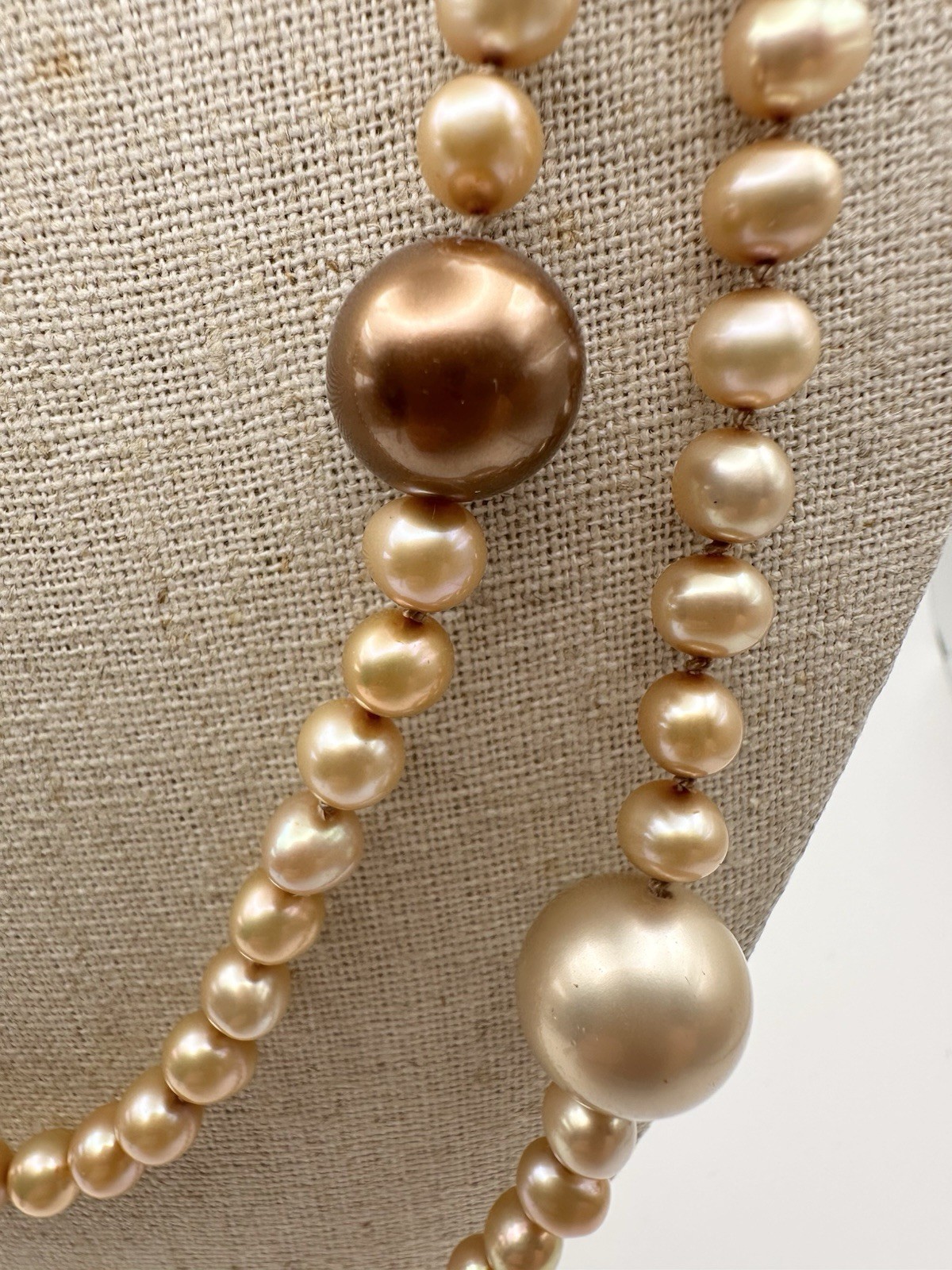 Vintage Freshwater Pearl With Large Imitation Pearl Necklace 48” Sterling Clasp