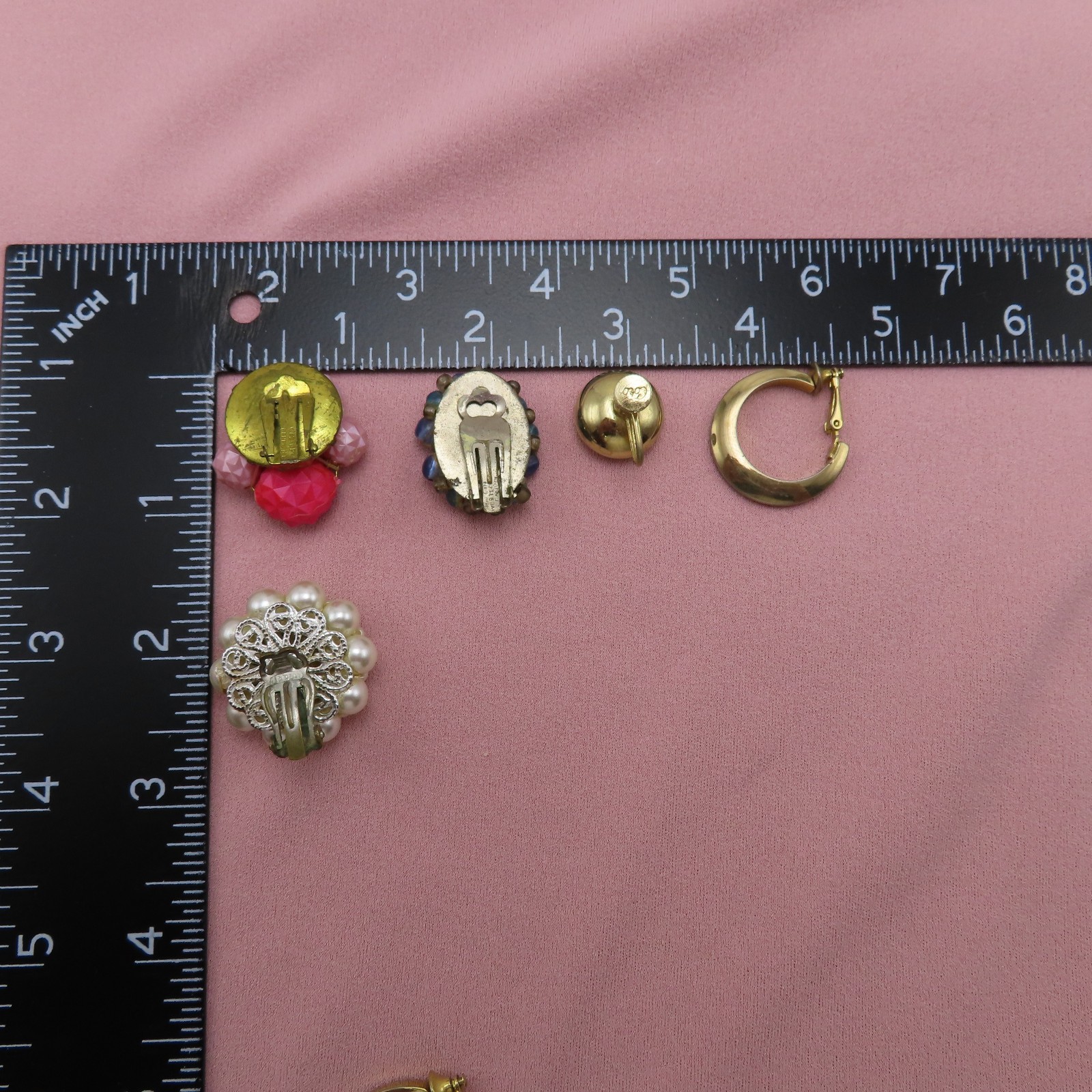 5 Pair Vintage Earrings Signed Clip Kramer Germany Japan Coro Beads Lot 442f