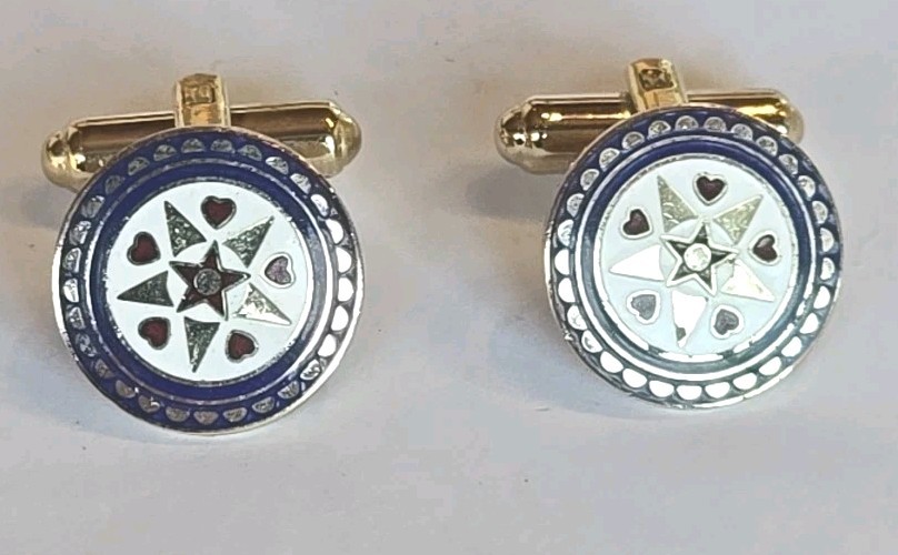 Distlefink Hex Dutch German Pennsylvania Prosperity Hearts Cuff Links