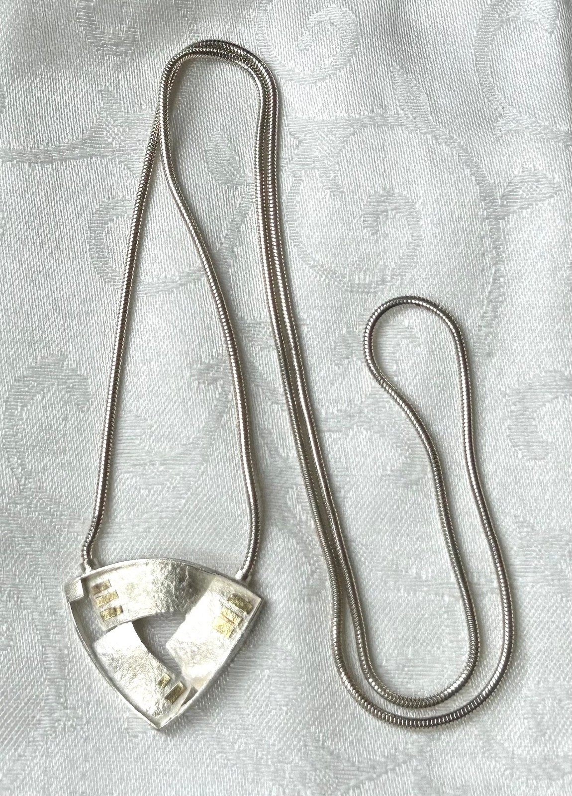 Vintage Anne Besse Shepherd Artisan Sterling Silver & 14K Pendant Necklace