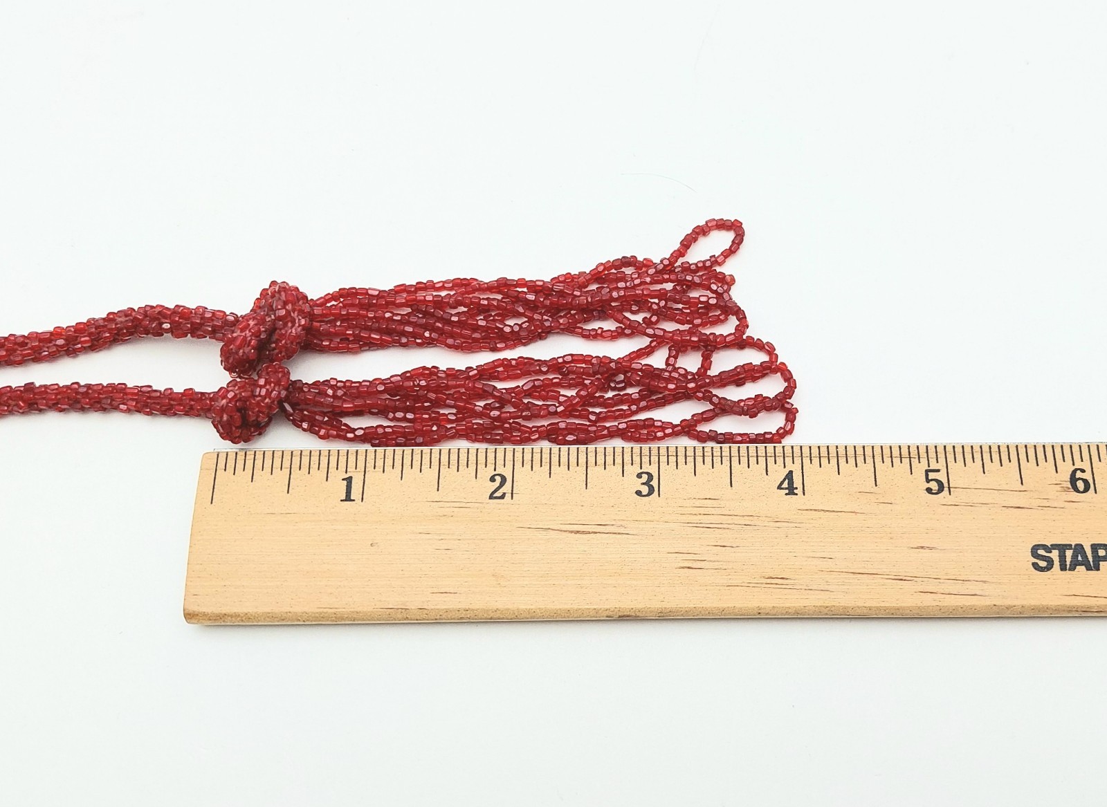 Antique Art Deco Lot 2 Flapper Seed Bead Necklaces Sautoir Butterfly Red Lariat