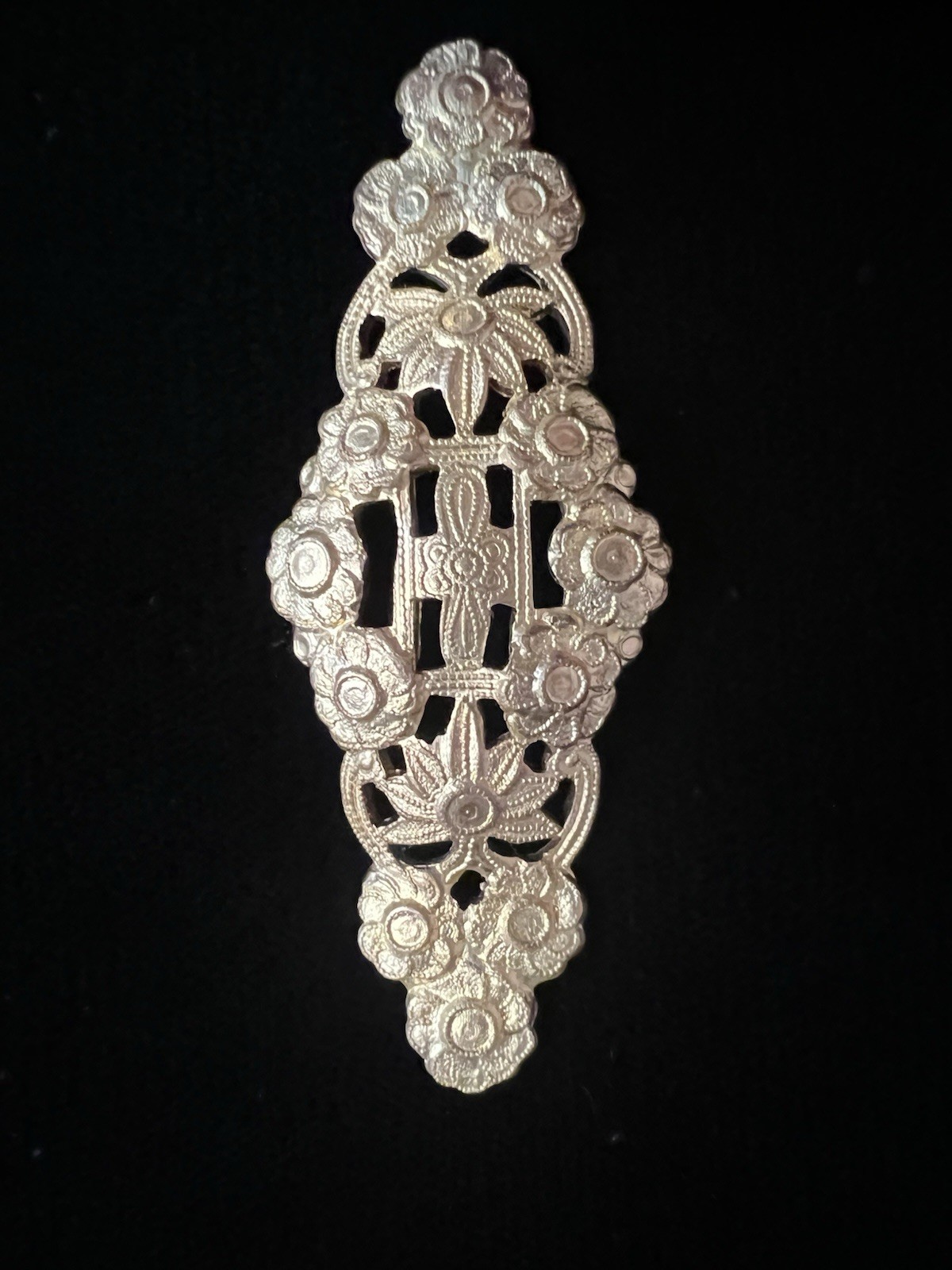Vintage Floral Brass Stamping for Brooch/Pin/ Barrette Jewelry Making NOS