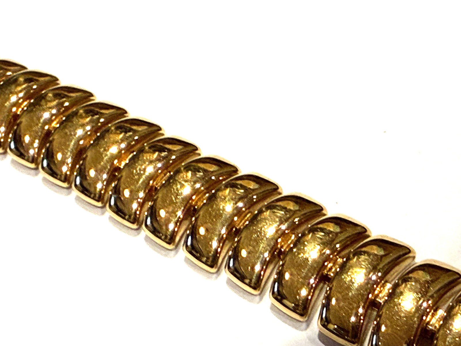 NAPIER GOLD 1980S BOLD CHAIN LINK .75″ WIDE RIBBED 7″ BRACELET SNAP BOX CLASP EU