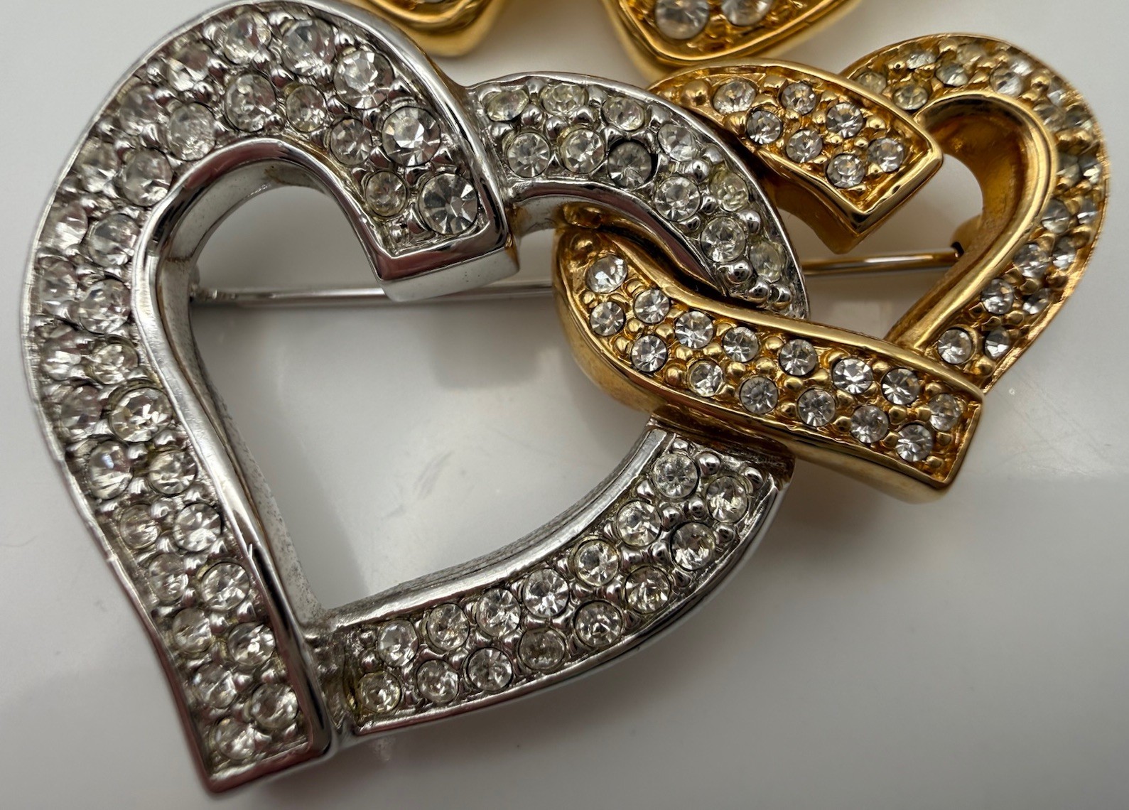 Swarovski Brooch Lot Butterfly Double Heart Gold Silver Tone