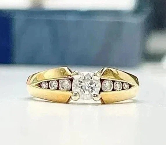 2Ct VVS1 Round Cut Lab Created Diamond Anniversary Wedding 14K Gold Finish Ring