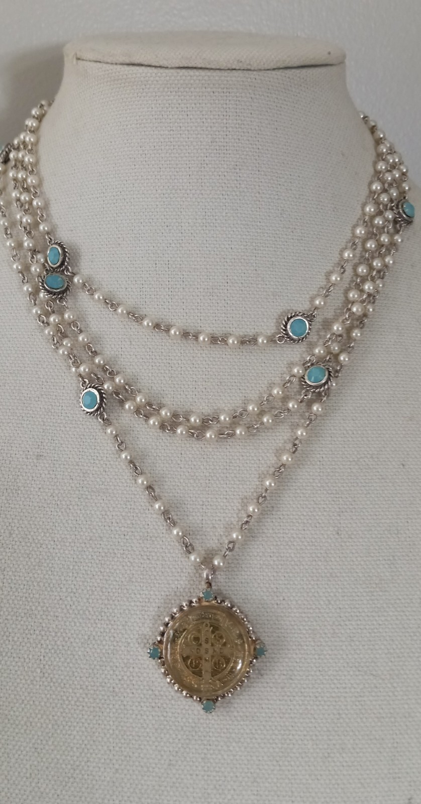 VSA Virgins Saints & Angels San Benito Magdalena Pearl Rosary Necklace