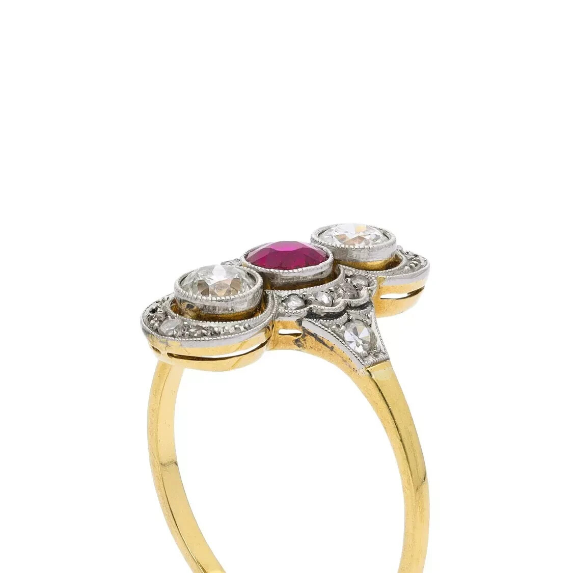 2.65Ct Art Deco Styled Lab Created Ruby Engagement Wedding 14K Gold Finish Ring