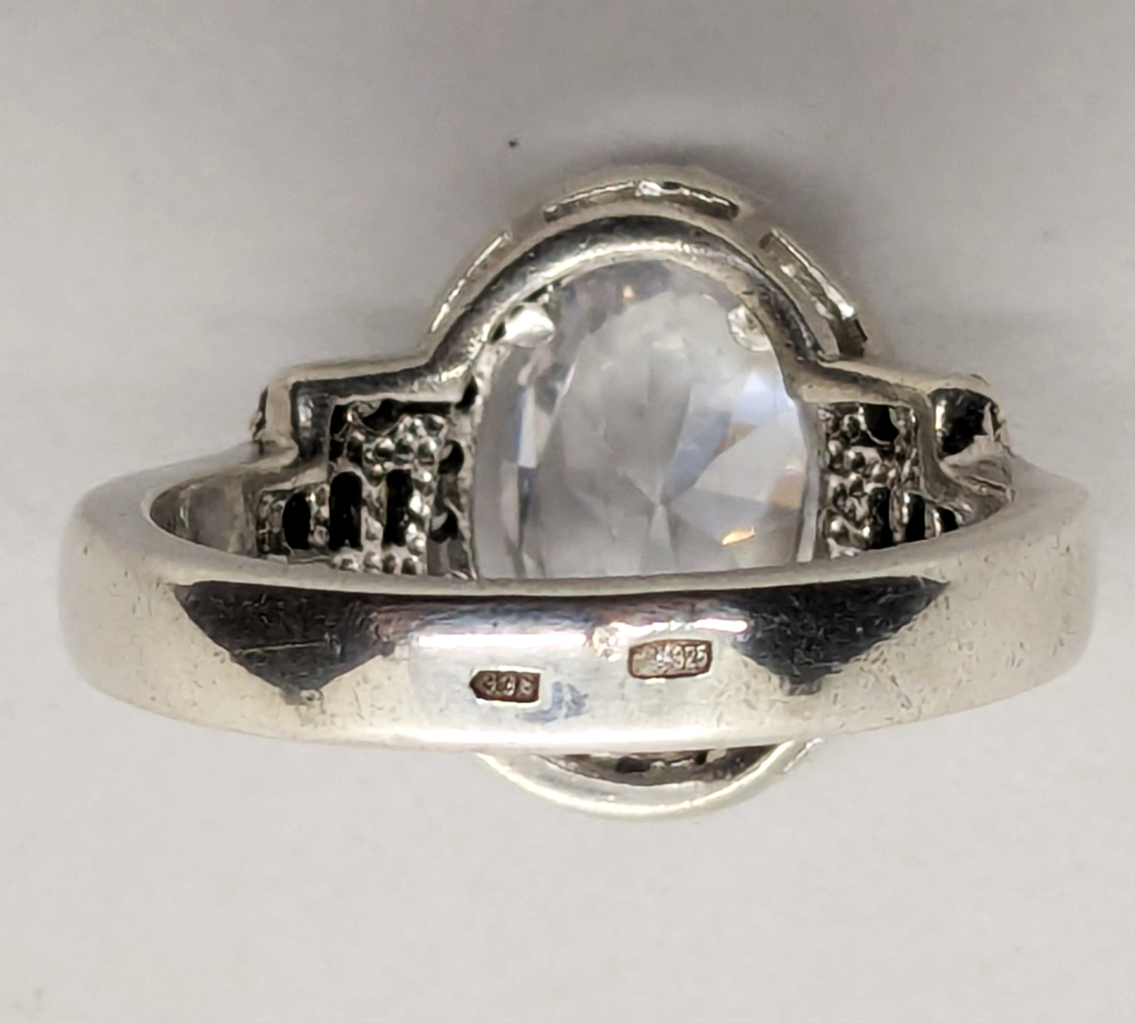 Vintage Elegant RING Silver 925 with Big Bright Stone -size: 8.25US (18mm) | #91