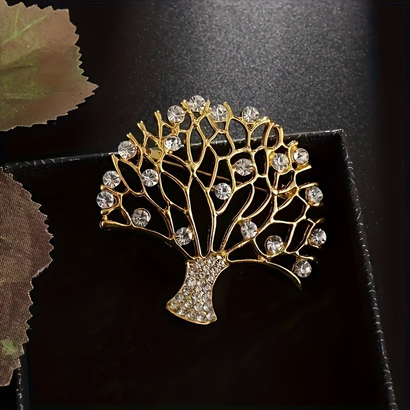 Fashion Tree of Life Brooch Pin with Rhinestone Elegant Alloy Wedding Party Gift