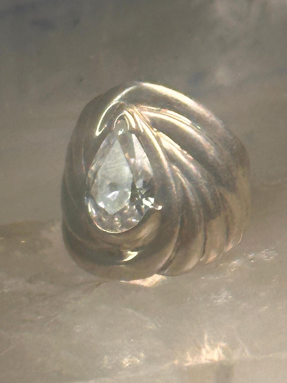Vintage cz ring cigar band cocktail pinky size 4.75 Sterling silver women