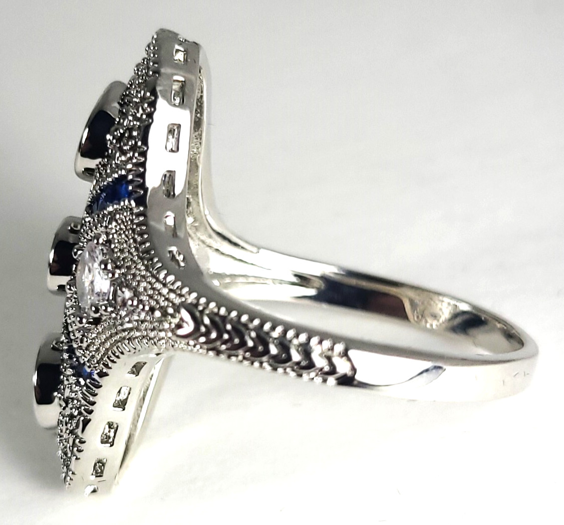 Vintage Art Deco Style Filigree Cubic Zircon Lab Created Engagement Wedding Ring