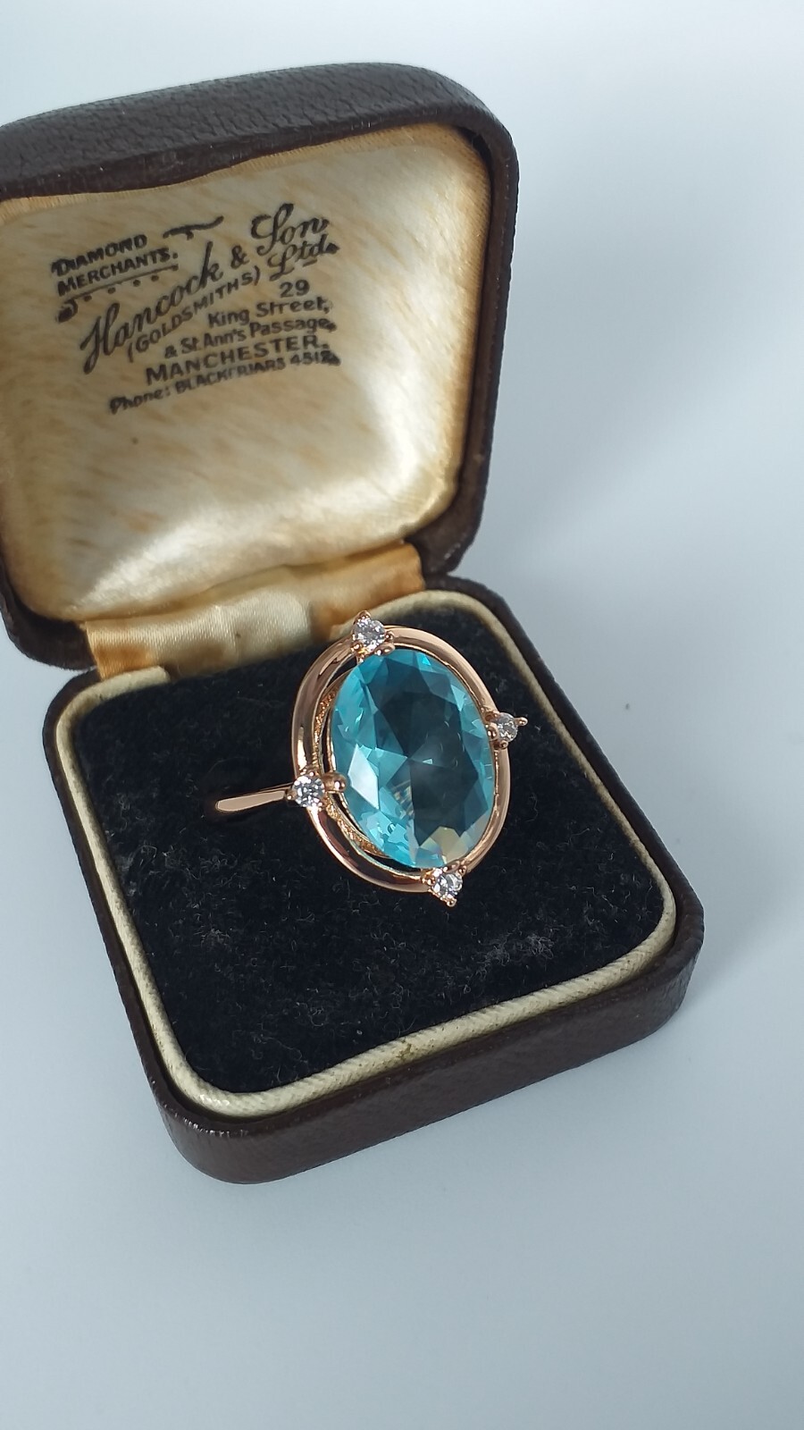 Vintage 1990-s 14 Ct Rolled Gold Aquamarine Ring Size UK N US 6 3/4- Hallmarked!