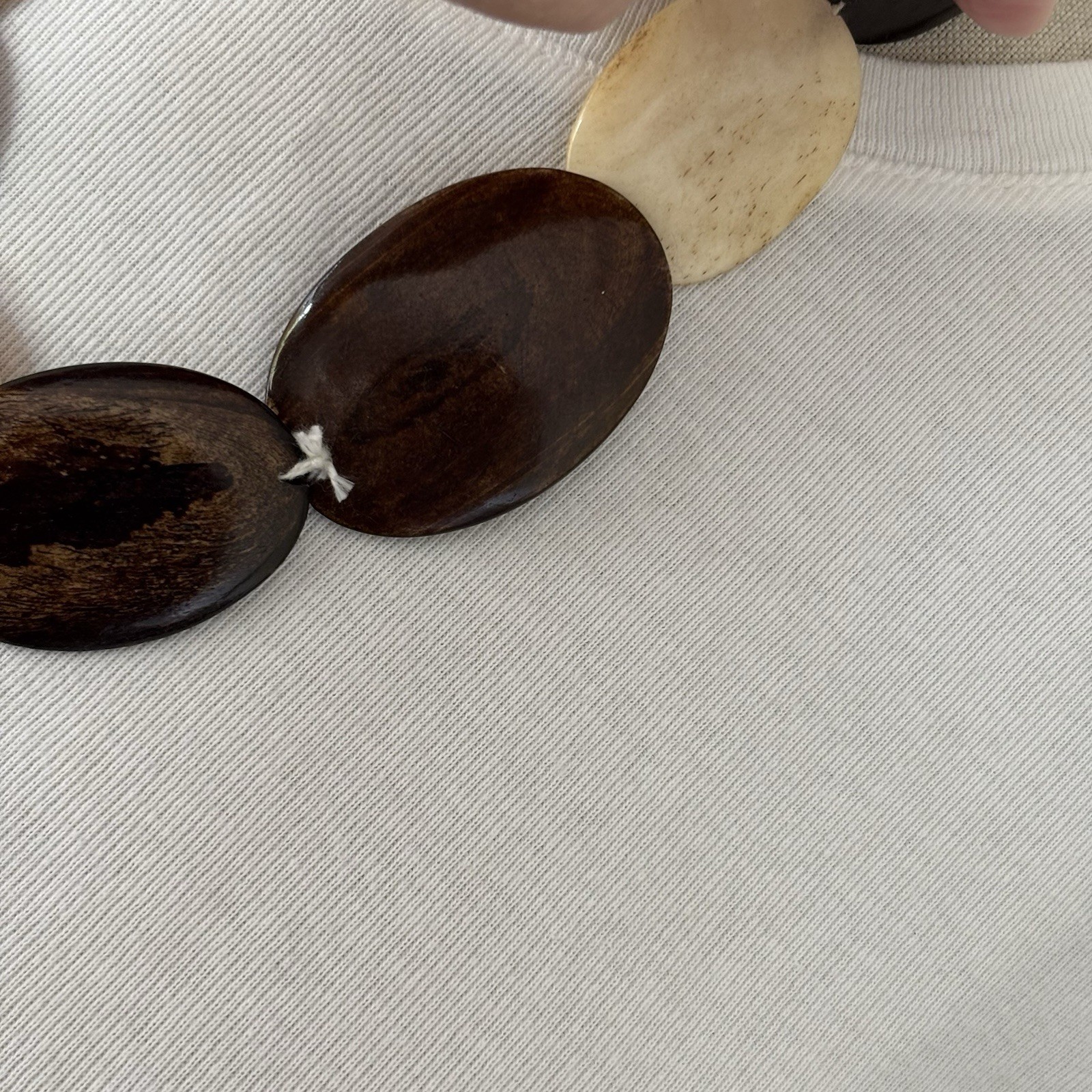 Vintage Bone & Wood Necklace Handmade Graduated
