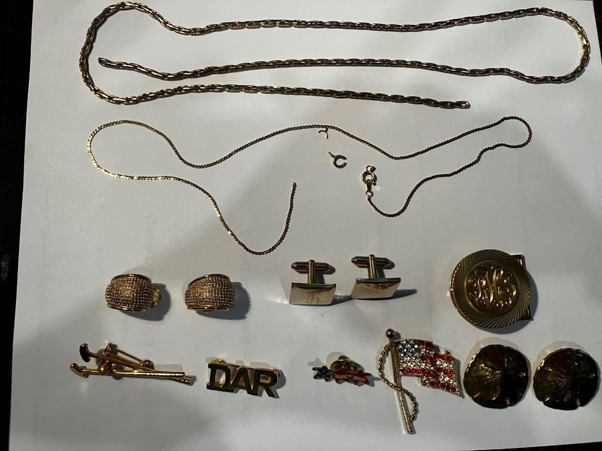 Vintage Costume Jewelry Lot – Chains Cufflinks Pins Tie Clips Unbranded