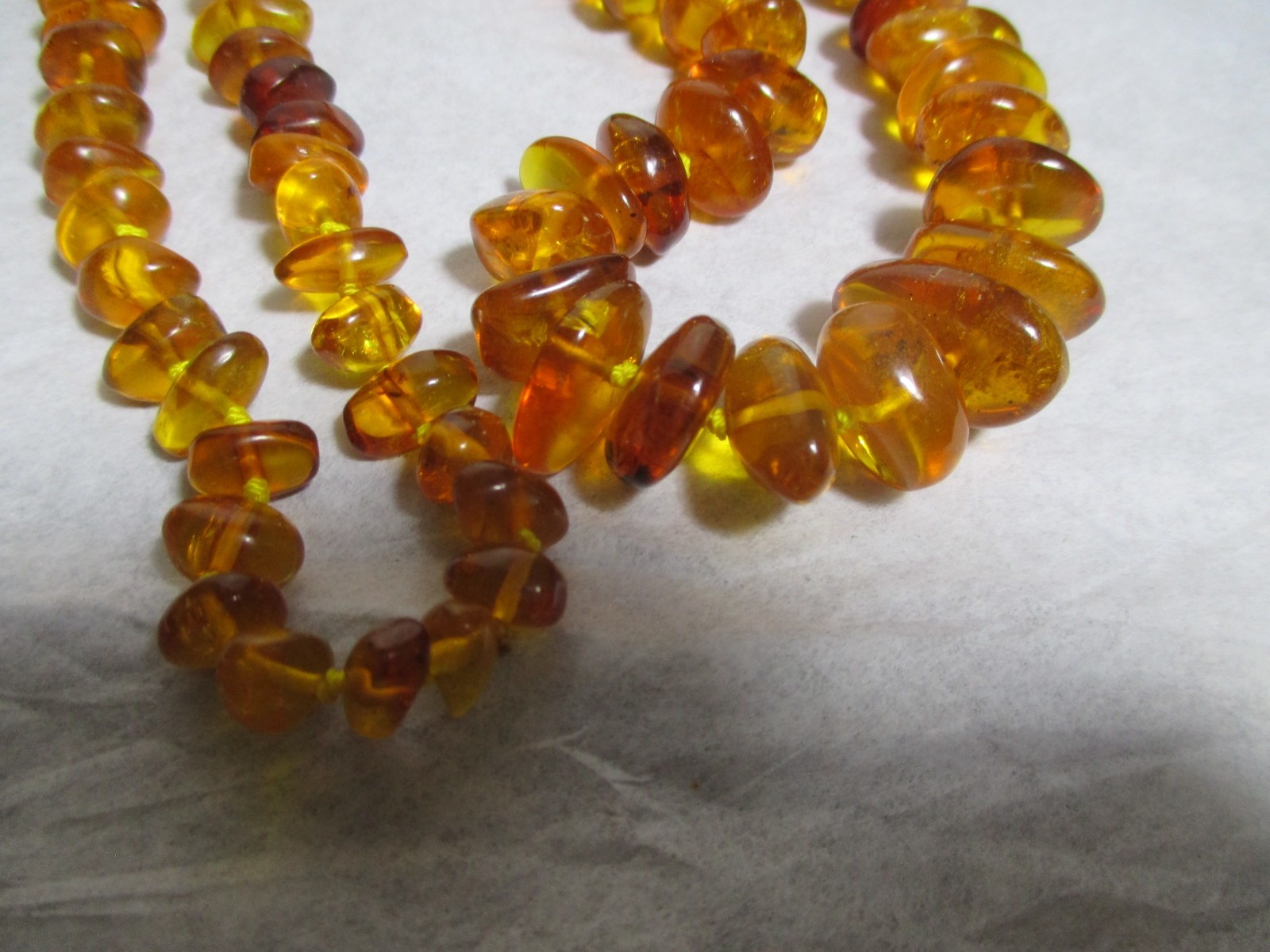 Vintage Baltic Honey Amber Chunky Nugget Hand Knotted Necklace 25 in