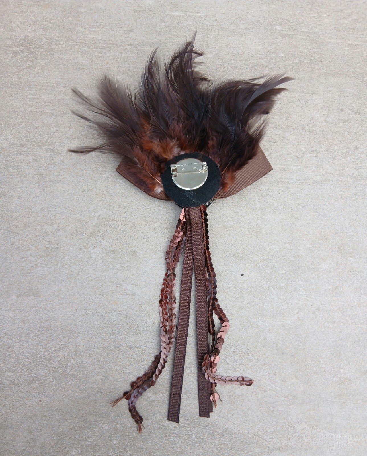 Vintage Feather Rhinestone Brooch Pin Brown Ribbon Lapel Pin Women Gift