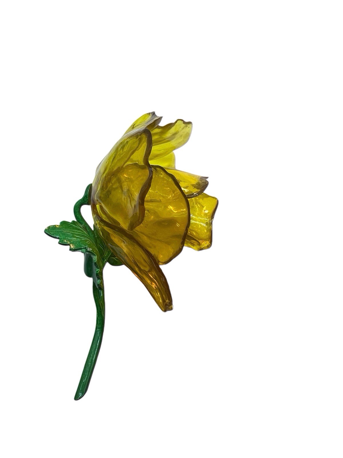 Huge Yellow Flower Brooch Cellulose Acetate Rose Enamel Spring Summer Fab! WB