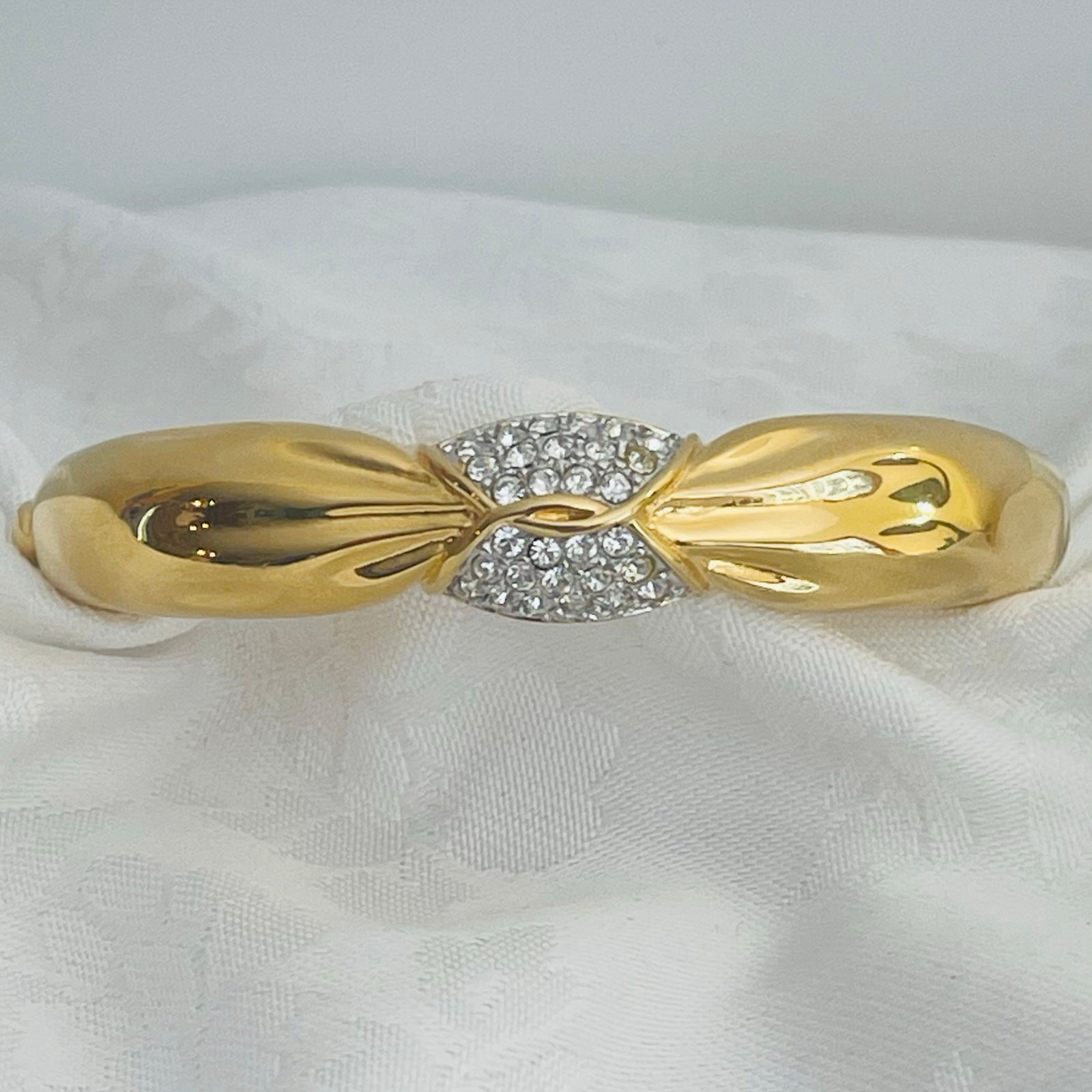 Vtg NOLAN MILLER Pave Crystal Glam Coll Bracelet Bangle Art Deco Revival
