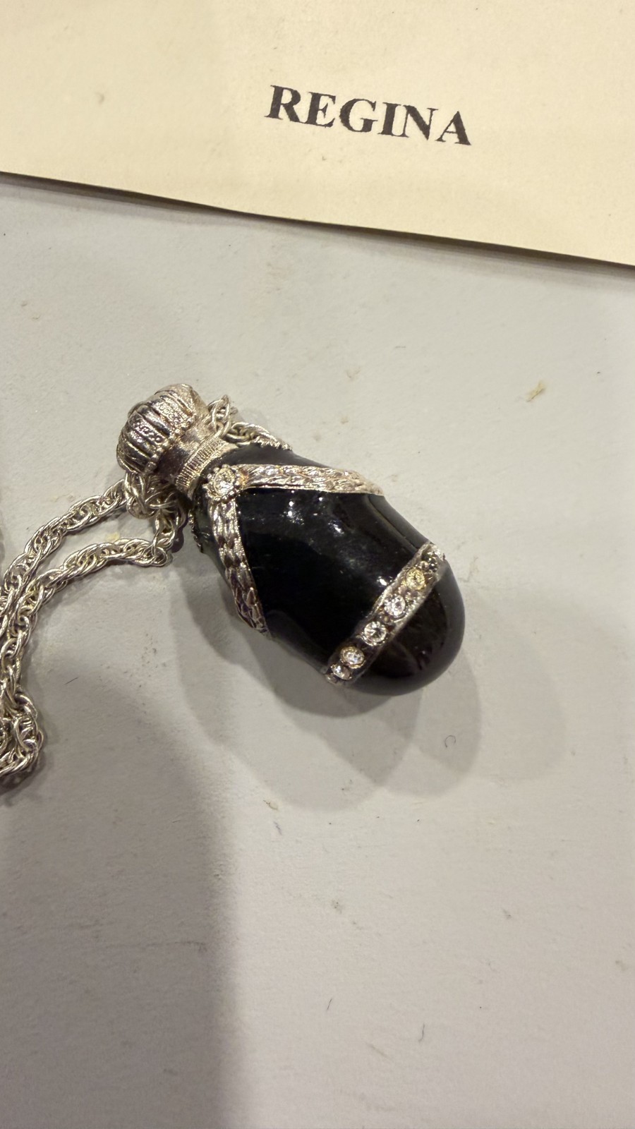 Berebi Regina Egg necklace SOLD BY EDGAR BEREBI Never worn COA Box Vintage