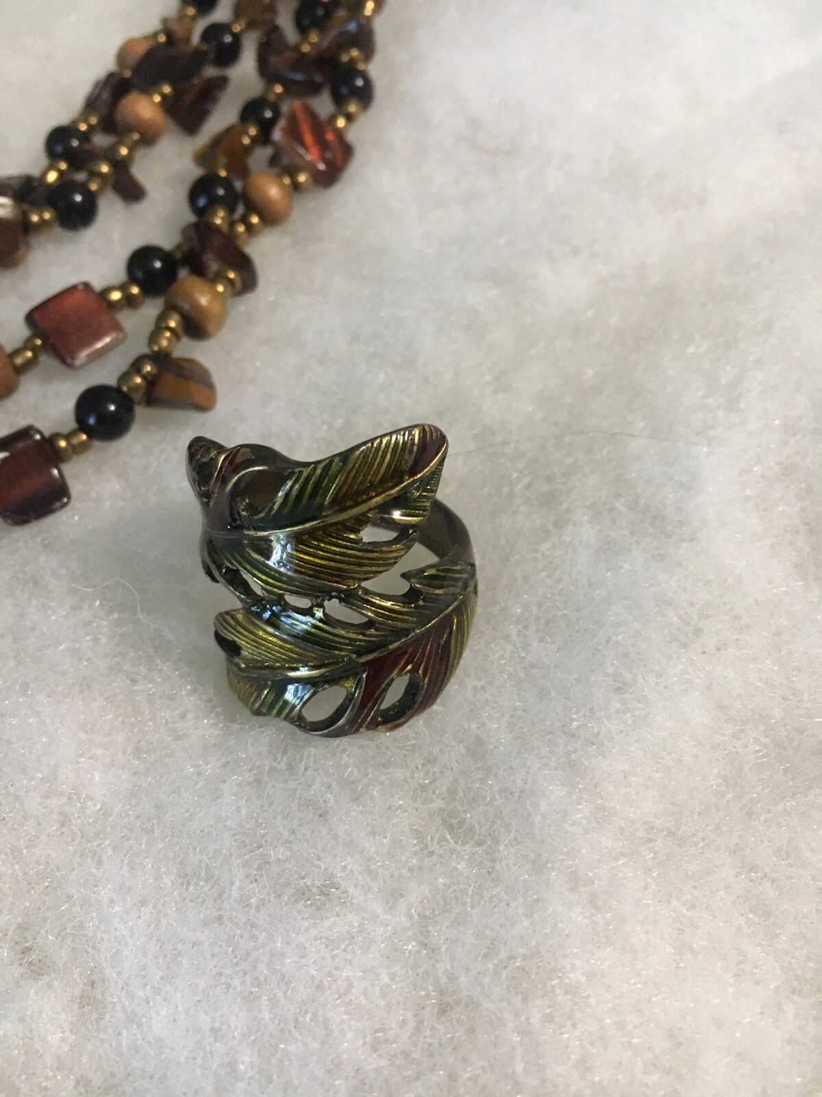 Brown/Bronze Color Set W/ Multiple Strand Necklace, .925 Earrings, See Descrip.