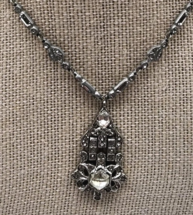 Art Deco Paste Rhinestone Festoon pendant Necklace 1920s antique