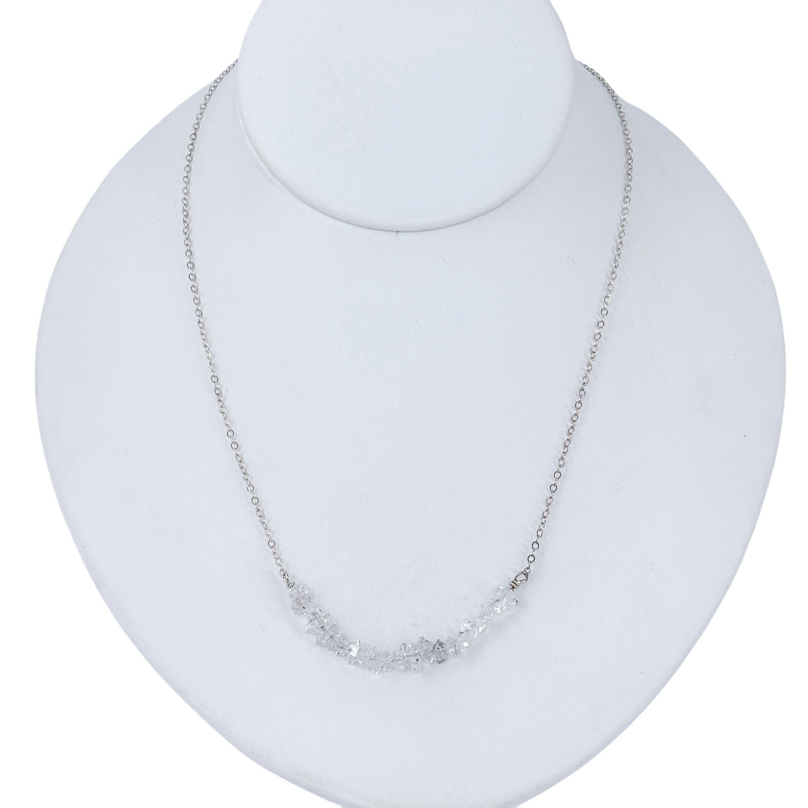 Deb Guyot Sterling Silver 925 Herkimer Quartz Crystal Bar Necklace | 16″-18″