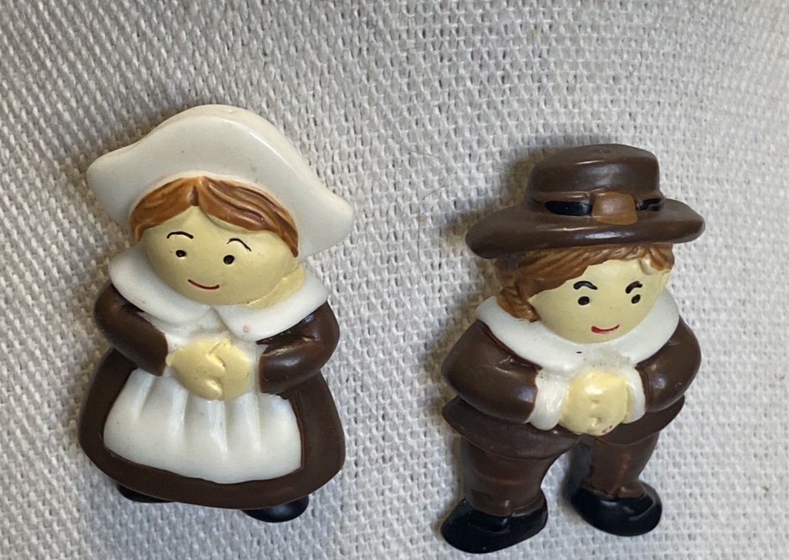 Vintage Earrings Thanksgiving Pilgrims Pierced Post Back