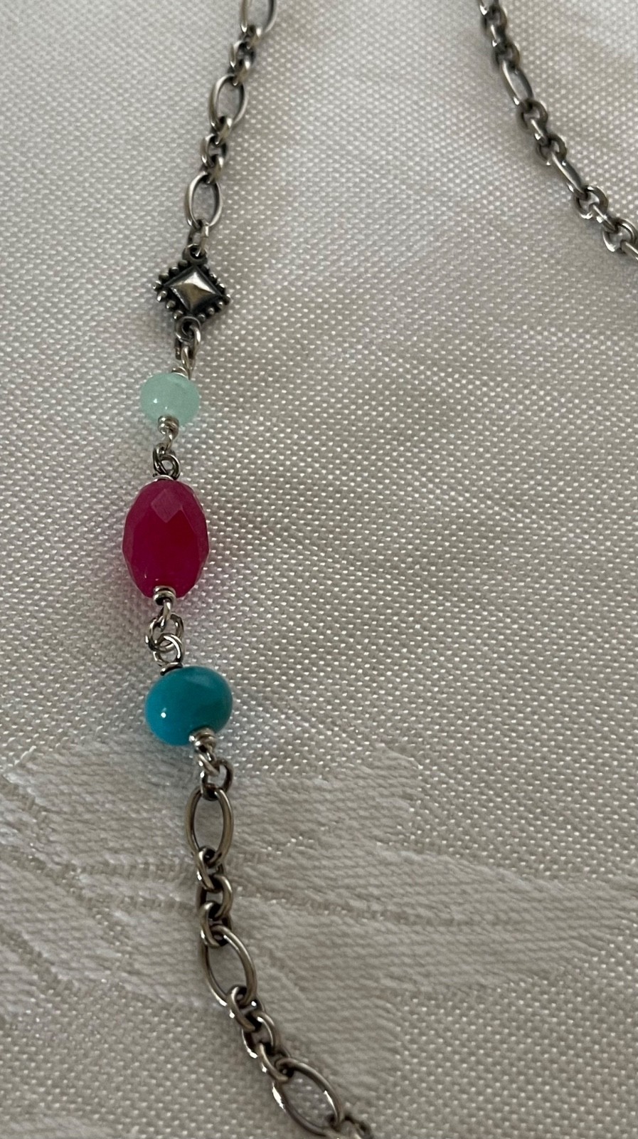 Rare & Retired JAMES AVERY 42″ Sterling Silver & Gemstones KALEIDOSCOPE Necklace