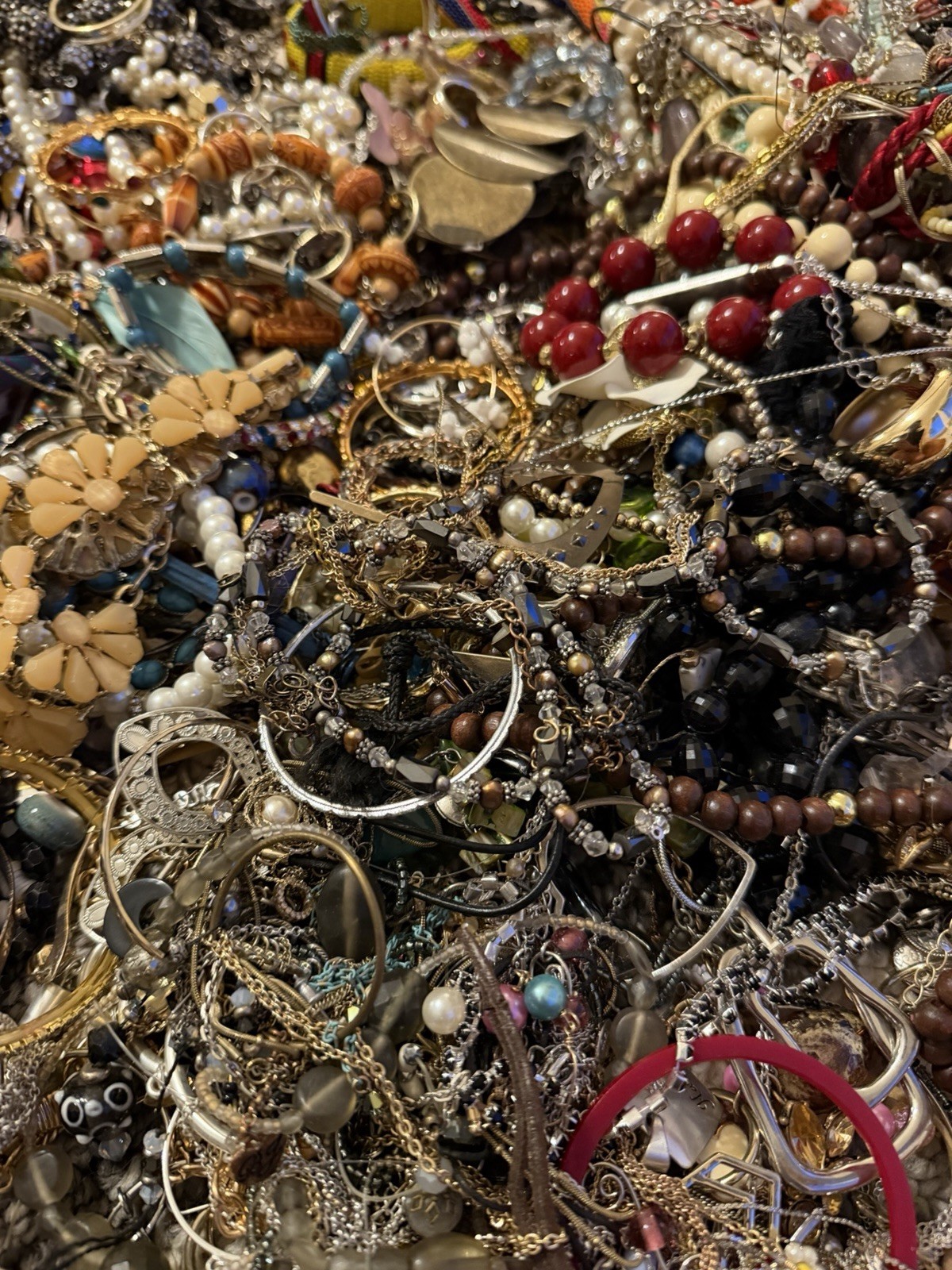 Estate Wholesale Junk Drawer Jewelry Lot 8 Plus Lbs Wearable Or Craft Untested