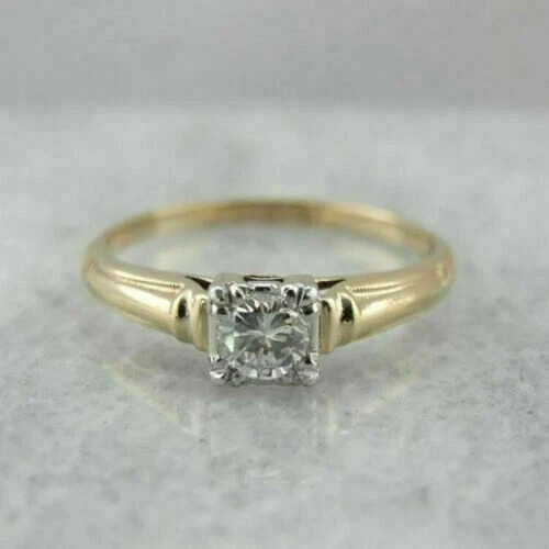 1Ct Round Cut Lab Created Diamond Women’s Proposal Ring 14K Yellow Gold Finish