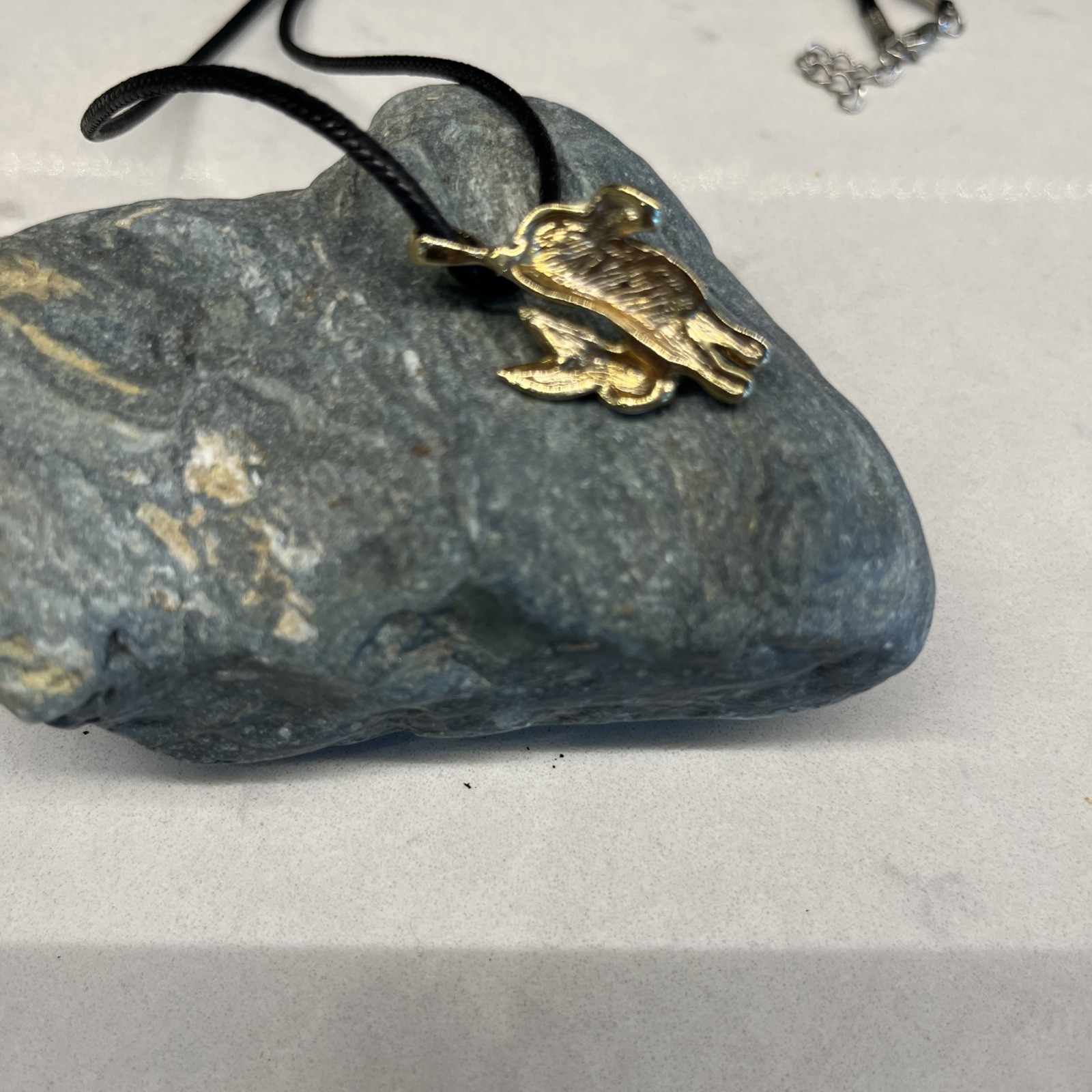 Vintage 1996 Phister Enamel Rabbit Necklace Pendant Rhinestone Eyes. J-1