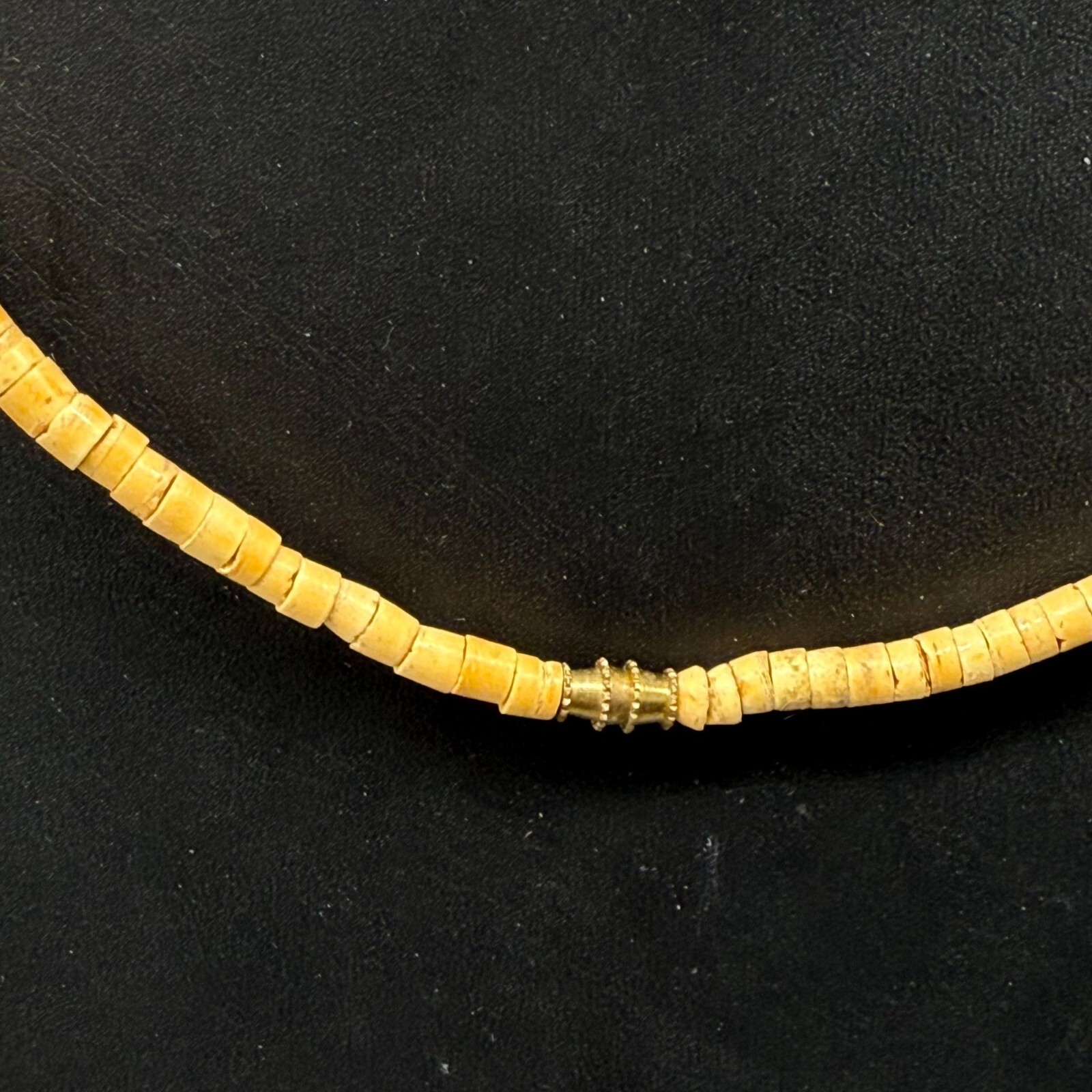 Native American Wood Disk Beads Necklace Boho Traditional Bohemians 25 Inch