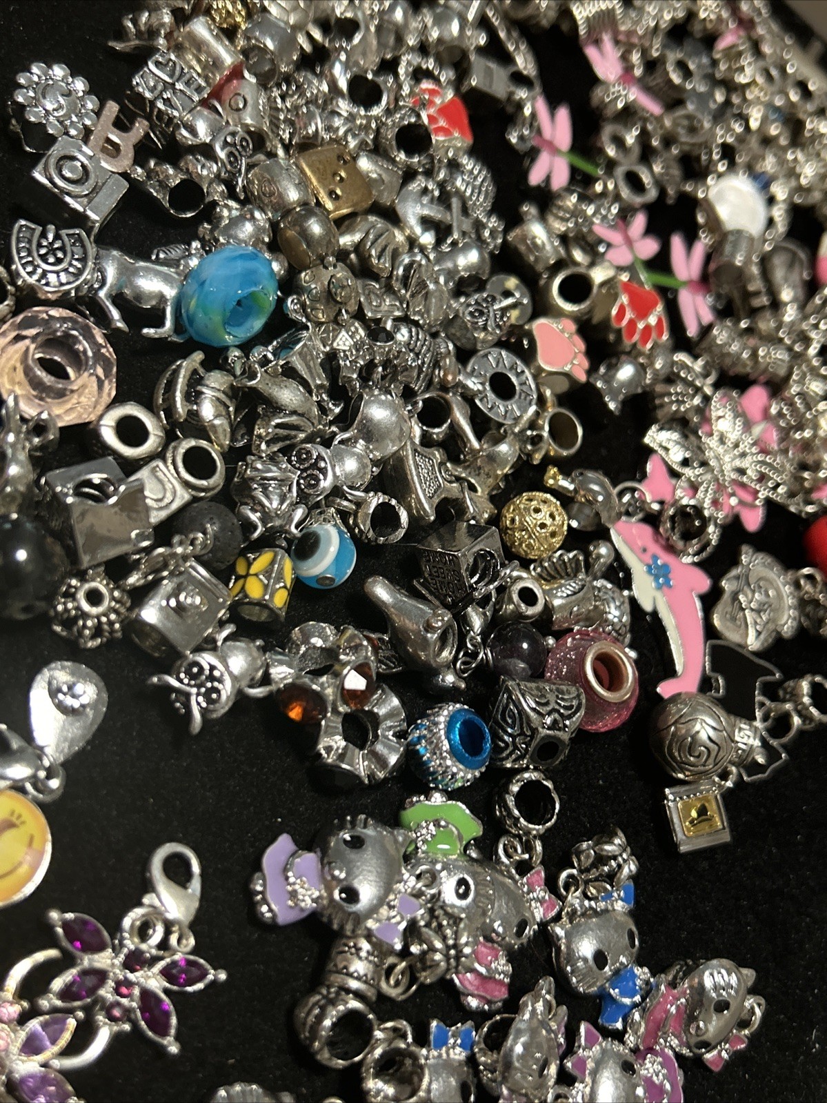 Vintage Lot 181 Charms Bead Spacer Clip Dangle Mix Rhinestone Enamel Collection