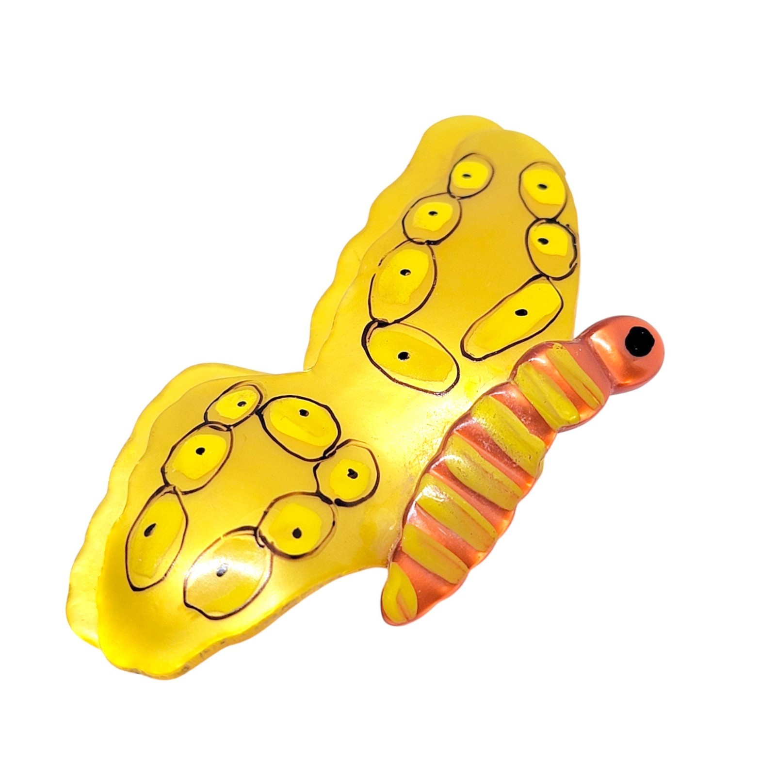 1940s Butterfly Brooch Vintage Figural Pin of Yellow & Red Acetate / Spun Nylon