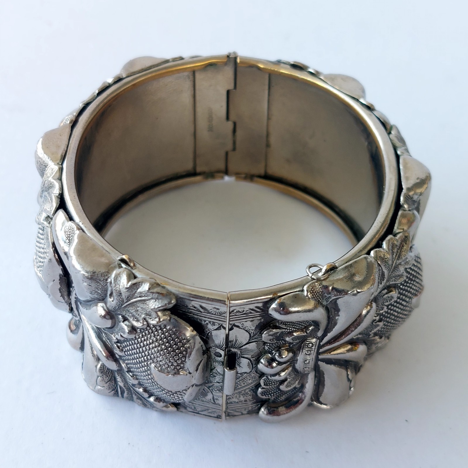 Vintage VARGAS Silver Toned Repousse Cuff Bracelet No Chain
