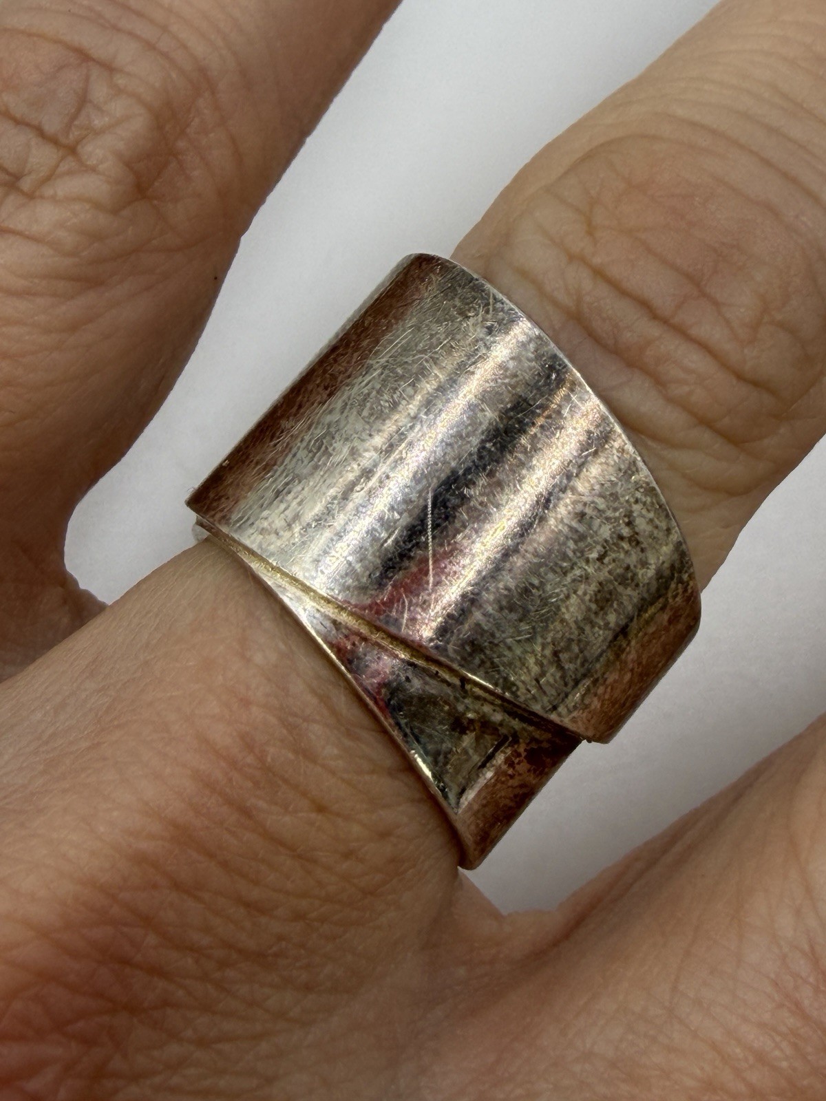 Vintage Sterling Silver Ring Kaunis Koru Wrap Wide Statement Size 7 Unisex