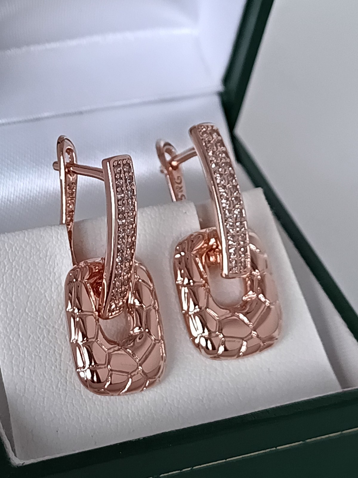 Vintage 1990-s 14 Ct Rolled Gold Zircons Earrings-Hallmarked 585 RG