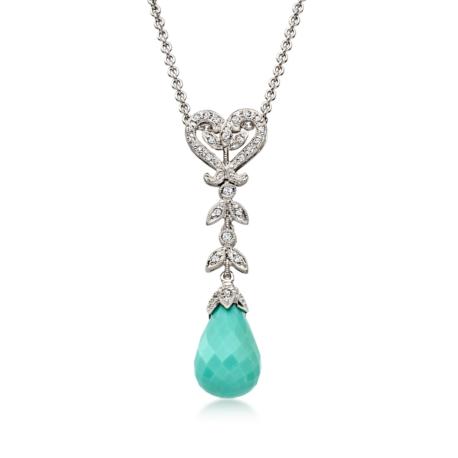Vint Serpentine Drop Ncklc w Diamonds in 14k White Gold 16 inches