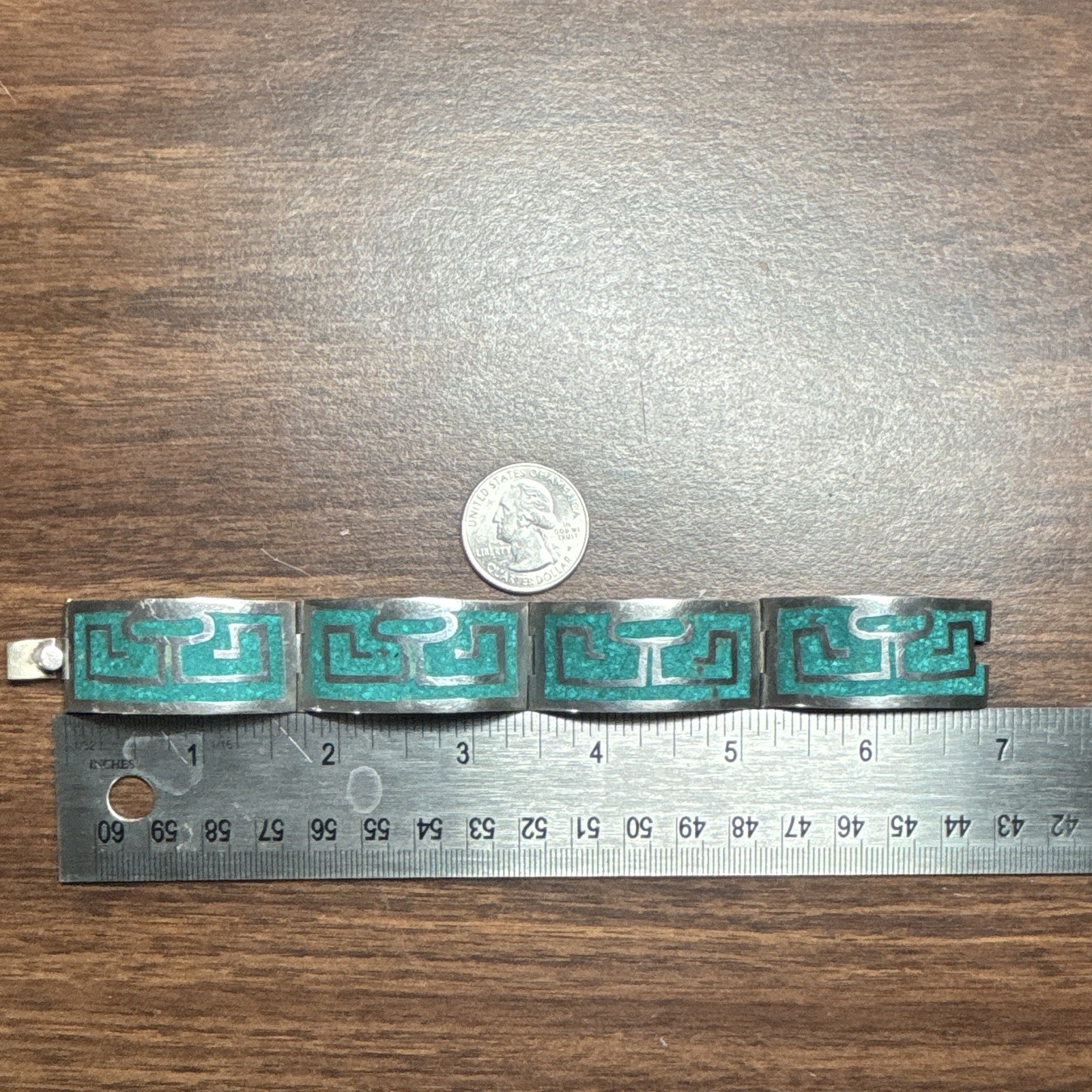 925 Vingage signed Taxco, MX. Silver Pendant and Braclet W/ Turquoise chip inlay