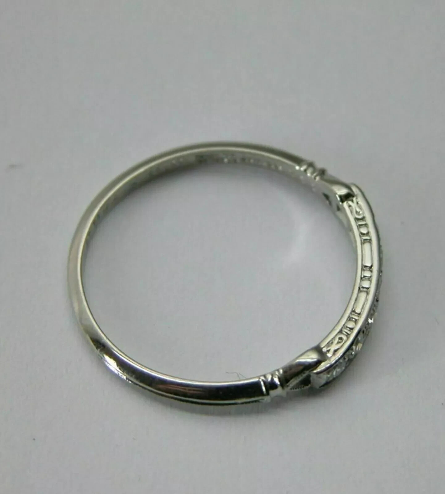Art Deco Style Round Lab Created Diamond Engagement 14K White Gold Finish Ring