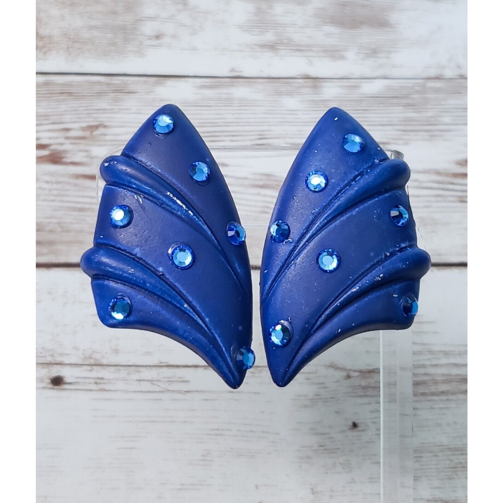 Vintage Jeff Lieb Clip On Earrings Blue – Paint Damage