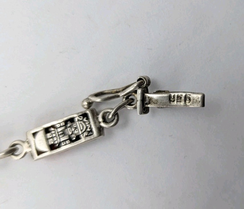 Vintage 925 Sterling Silver Peruvian Llama Orange Inlay Pendant Necklace…