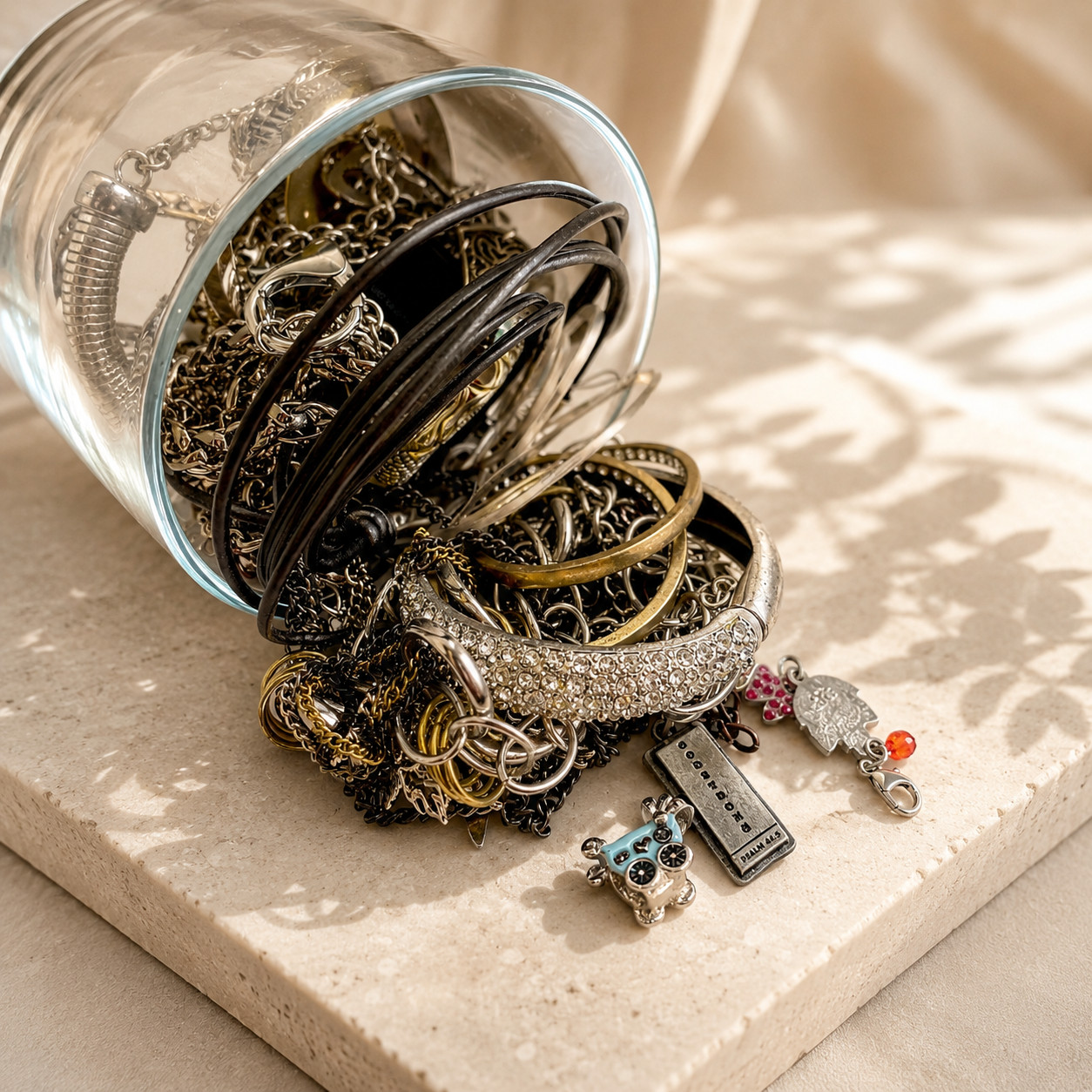 Mystery Vintage Modern Silver Tone Theme Fashion Costume Mixed Jewelry Jar 1lb