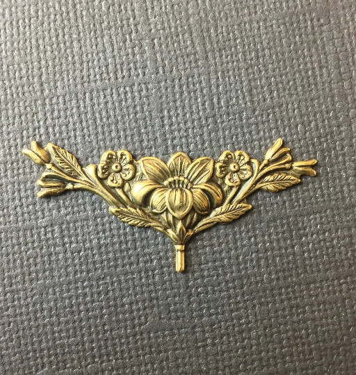 30803 2 Pc Brass Oxidized Victorian Floral Flourish Jewelry Finding