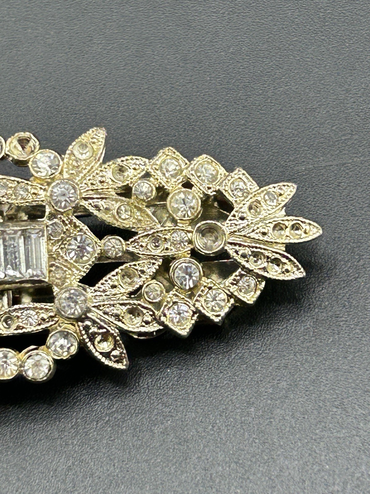 Pat Pend AT180112 Clear Rhinestones Duette Brooch Dress Clips (Missing Stones)