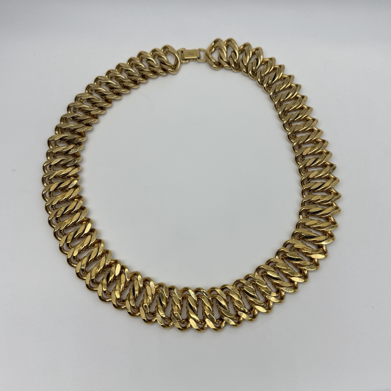 Vintage Napier Gold Tone Chain Necklace Chunky 3/4″ Wide Statement 1980s 18″