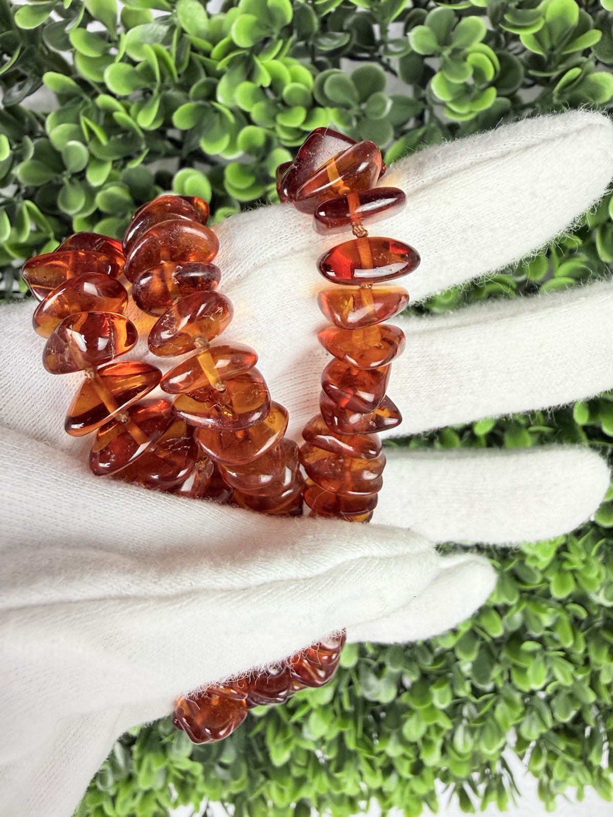 Vintage Genuine Baltic Amber Honey Cognac Hand Knotted Beaded Necklace 27”