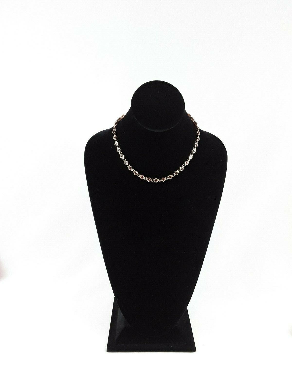 Womens Faux Ruby Rhinestone Chain Collar Necklace Gold Tone EUC