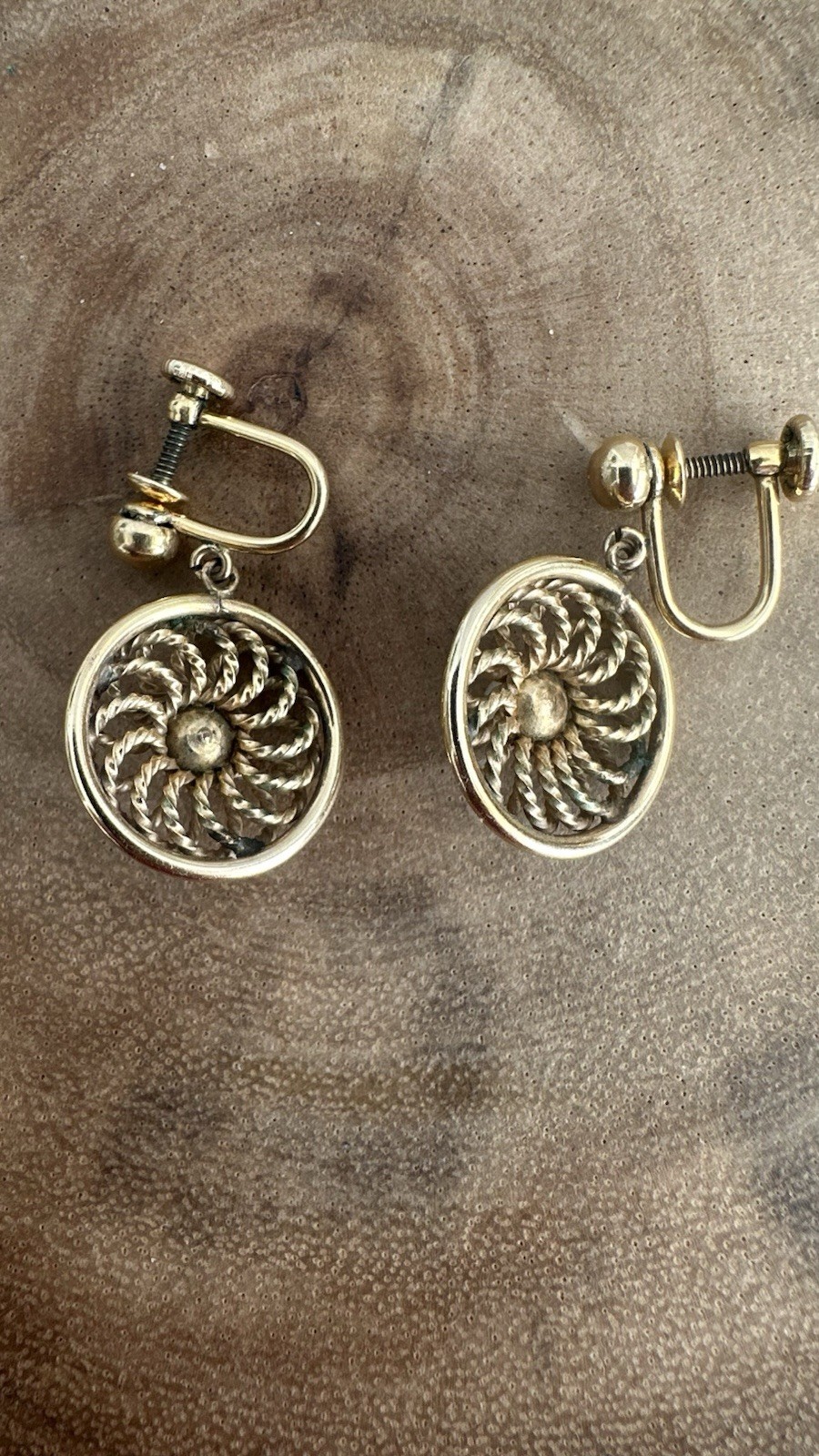 Vintage Faux Pearl 12k Gold Filled Screw Back Dangle Drop Round Earrings MCM